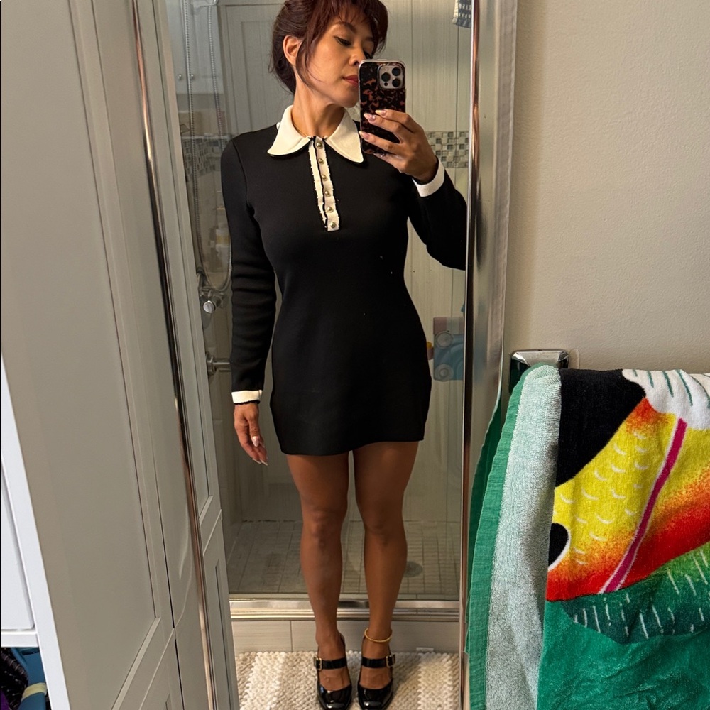 H&M Black Dress with White Collar